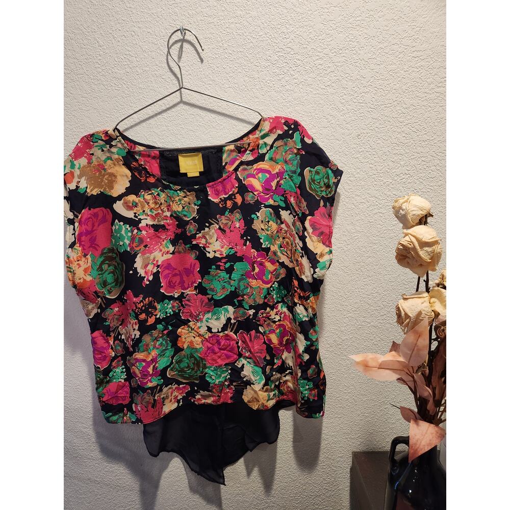 Anthropologie Maeve Floral Silk Blouse Size 12, 100% Silk, Floral Shirt women